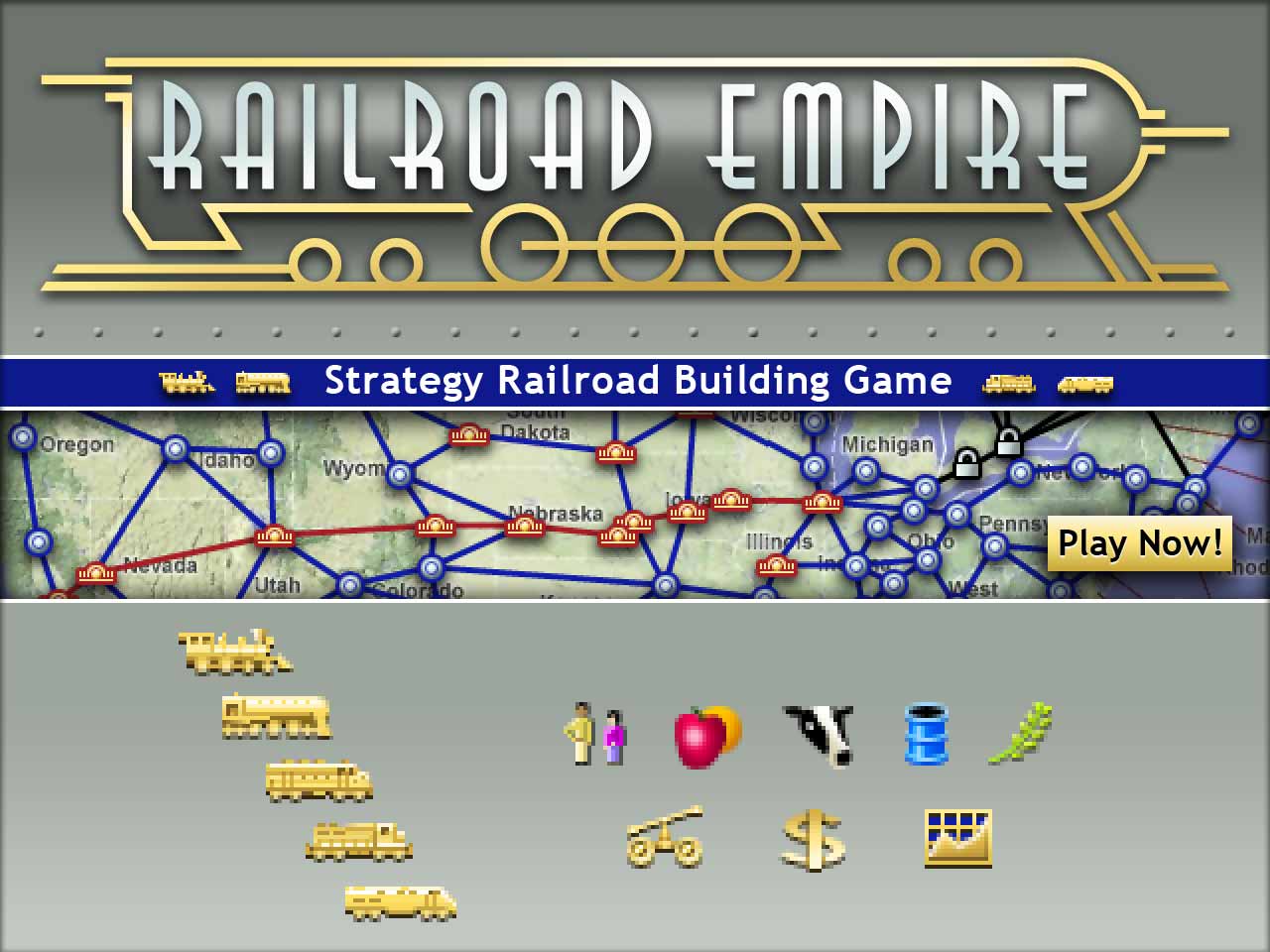 Railroad Empire logo and illustrations